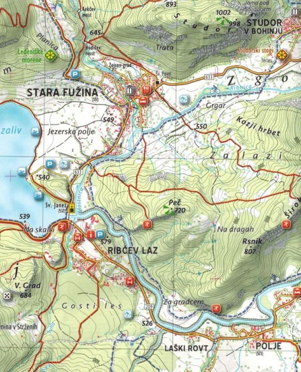 Bohinj 1:25 000. Mapa turystyczna wydawnictwa Kartografija. Fragment 1