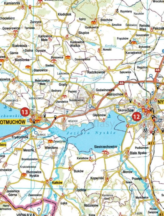 Województwo opolskie / Opole. Mapa samochodowo-turystyczna wydawnictwa Galileos. Fragment 2