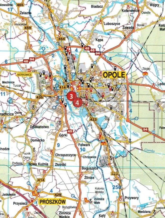 Województwo opolskie / Opole. Mapa samochodowo-turystyczna wydawnictwa Galileos. Fragment 3