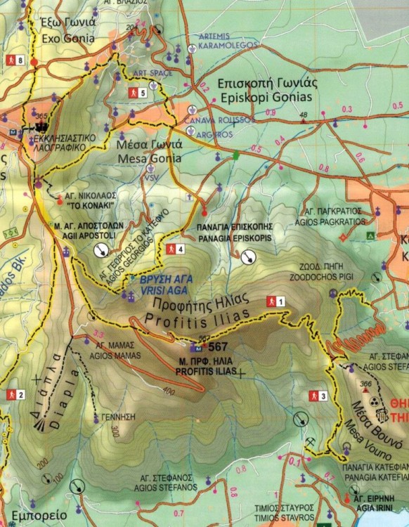 Santorini, Thirasia 1:25 000. Wodoodporna mapa turystyczna wydawnictwa Anavasi. Fragment 2