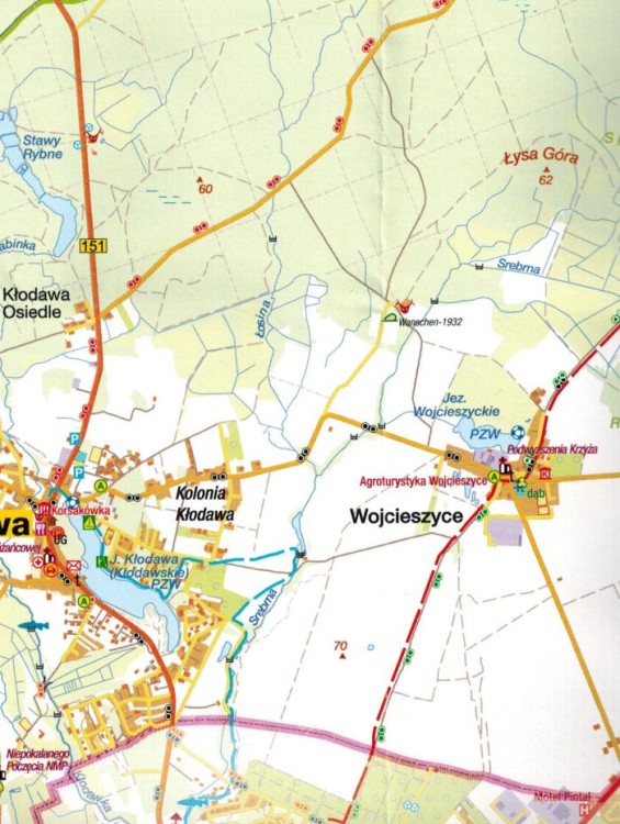 Gmina Kłodawa. Turystyczne oblicza Kłodawskich okolic. Mapa turystyczna wydawnictwa Sygnatura. Fragment 1