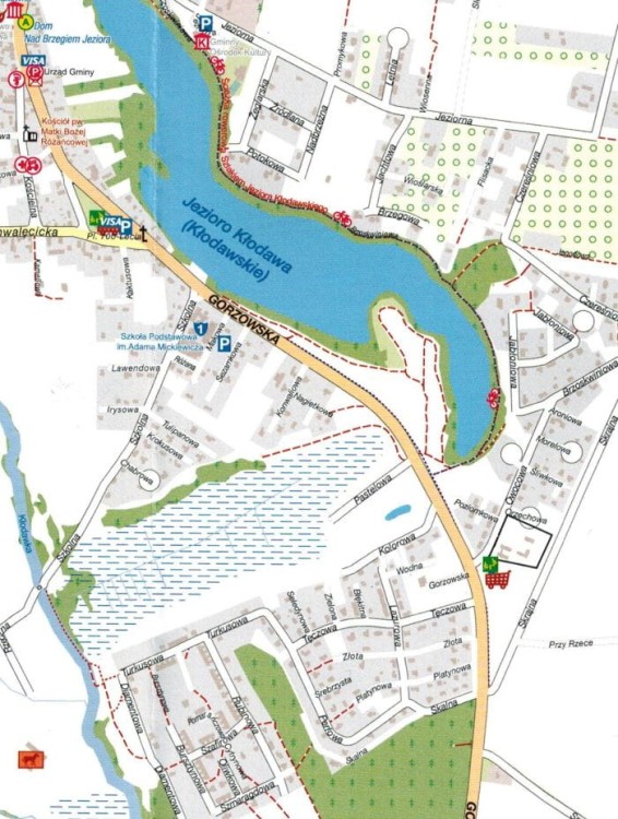 Gmina Kłodawa. Turystyczne oblicza Kłodawskich okolic. Mapa turystyczna wydawnictwa Sygnatura. Centrum Kłodawa - fragment