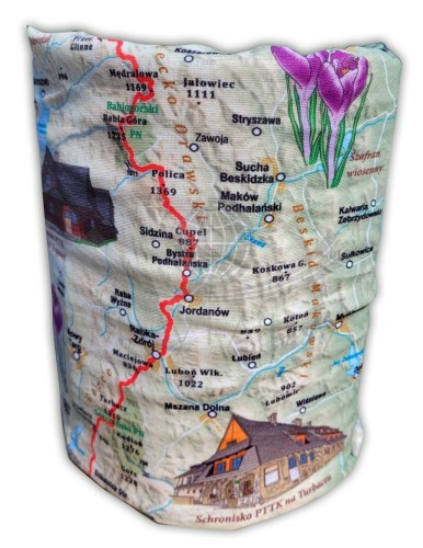 Główny Szlak Beskidzki. Chusta wielofunkcyjna. Komin z nadrukiem - zielony