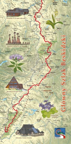 Główny Szlak Beskidzki. Chusta wielofunkcyjna. Komin z nadrukiem - zielony. Strona 1