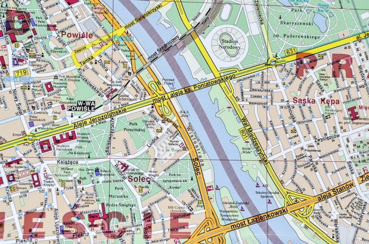 Warszawa 1:18 000. Mapa / Plan miasta. Wersja magnetyczna. Fragment 1