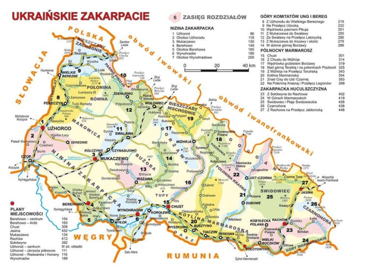 Zakarpacie. Przewodnik wydawnictwa Rewasz. Mapa poglądowa