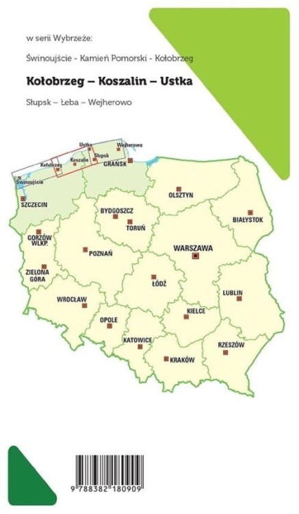 Wybrzeże: Kołobrzeg - Koszalin - Ustka. Mapa turystyczna tras rowerowych. Nie tylko Green Velo wydawnictwa Euro Pilot. Okładka tył