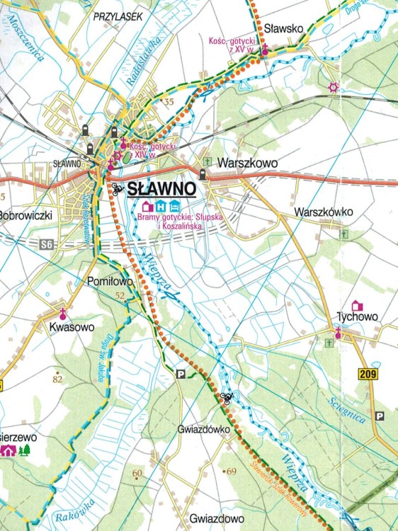 Wybrzeże: Kołobrzeg - Koszalin - Ustka. Mapa turystyczna tras rowerowych. Nie tylko Green Velo wydawnictwa Euro Pilot. Fragment 2