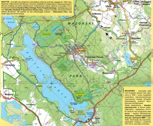 Krutynia, Warpuny, Jabłoń. Szlak kajakowy. Wodoodporna mapa turystyczna wydawnictwa ArtGlob. Fragment 1