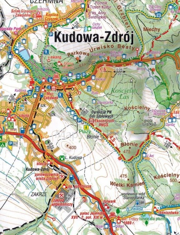 Park Narodowy Gór Stołowych 1:35 000. Laminowana mapa kieszonkowa wydawnictwa Compass. Fragment 2