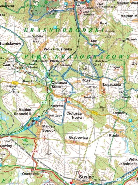 Roztocze 1:100 000. Mapa rowerowa. Fragment 2