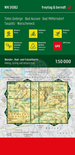 Bad Aussee, Totes Gebirge, Bad Mitterndorf, Tauplitz, Hallstatt. Wodoodporna mapa turystyczna WK 082 wydawnictwa Freytag & Berndt. Okładka tył