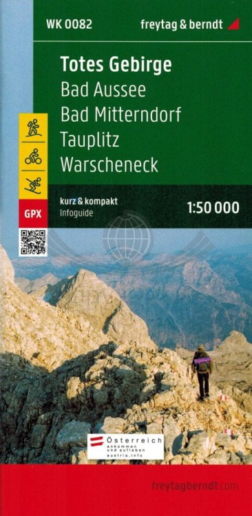 Bad Aussee, Totes Gebirge, Bad Mitterndorf, Tauplitz, Hallstatt. Wodoodporna mapa turystyczna WK 082 wydawnictwa Freytag & Berndt. Mini przewodnik - okładka