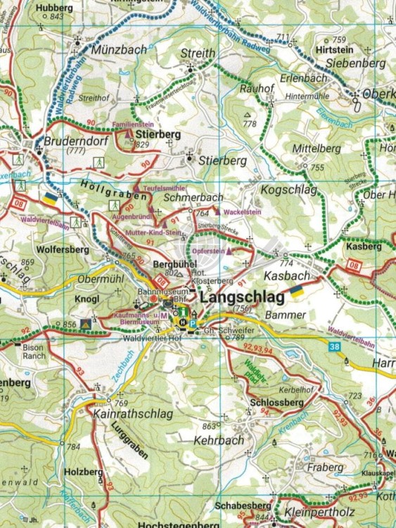 Nebelstein, Gmund, Weitra. Wodoodporna mapa turystyczna WK 0076 wydawnictwa Freytag & Berndt. Fragment 2