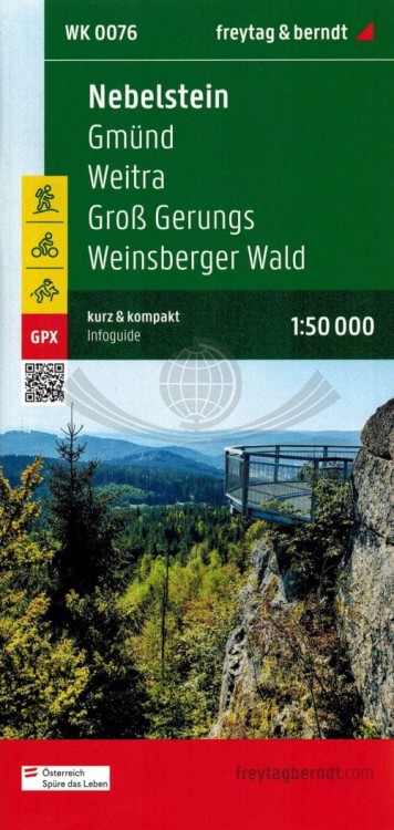 Nebelstein, Gmund, Weitra. Wodoodporna mapa turystyczna WK 0076 wydawnictwa Freytag & Berndt. Mini przewodnik - okładka
