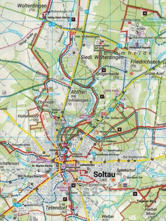 Naturpark Luneburger Heide. Wodoodporna mapa turystyczna WK D5082 wydawnictwa Freytag & Berndt. Fragment 1