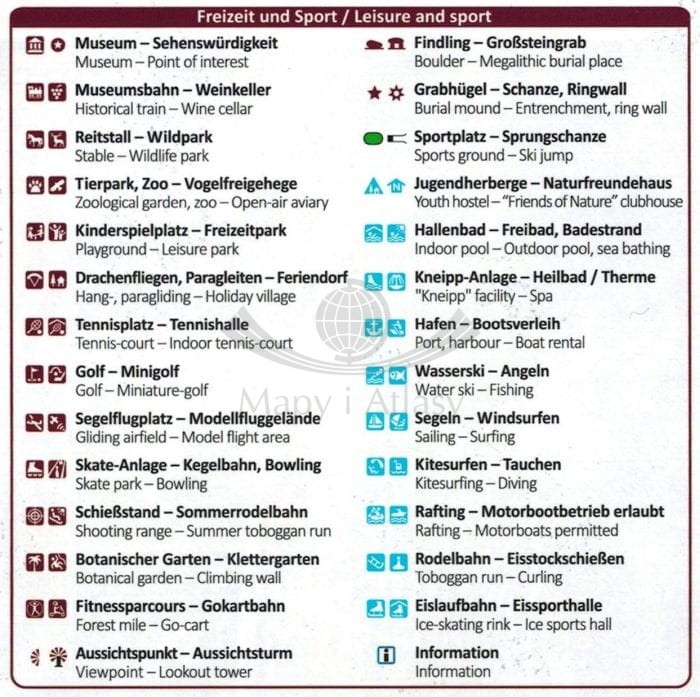 Vorderes Zillertal. Achensee, Alpbachtal, Wildschonau. Laminowana mapa turystyczna 28 wydawnictwa Kompass. Legenda 2