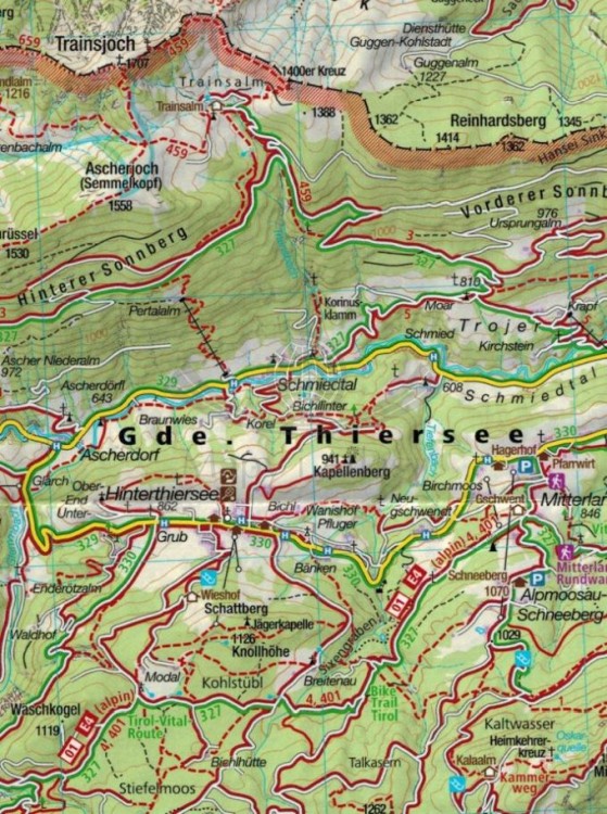 Vorderes Zillertal. Achensee, Alpbachtal, Wildschonau. Laminowana mapa turystyczna 28 wydawnictwa Kompass. Fragment 1