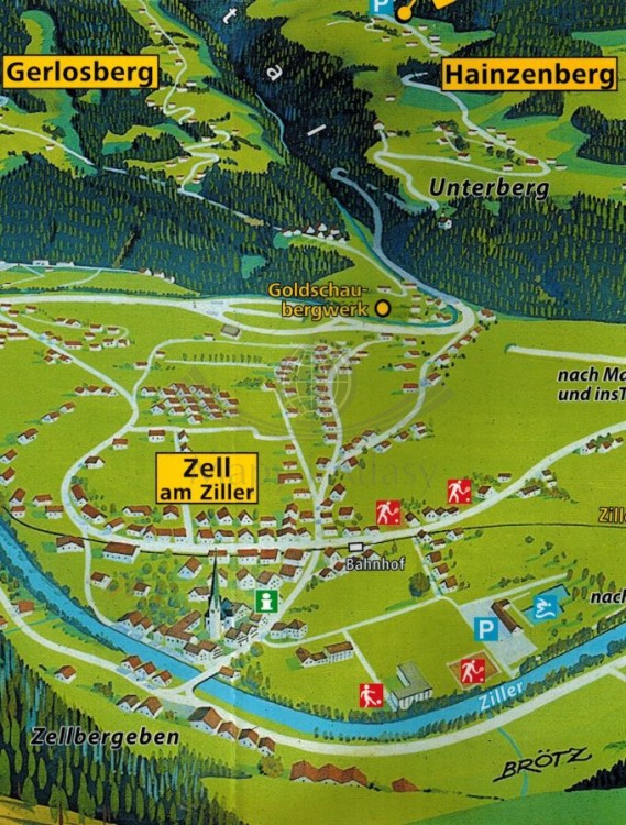 Vorderes Zillertal. Achensee, Alpbachtal, Wildschonau. Laminowana mapa turystyczna 28 wydawnictwa Kompass. Fragment 3