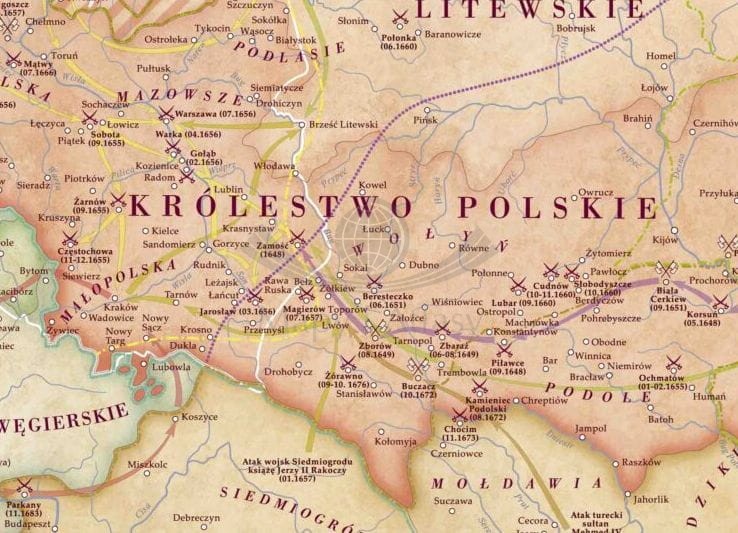 Rzeczpospolita 1648-1764. Mapa ścienna. Fragment 1