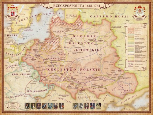 Rzeczpospolita 1648-1764. Mapa ścienna