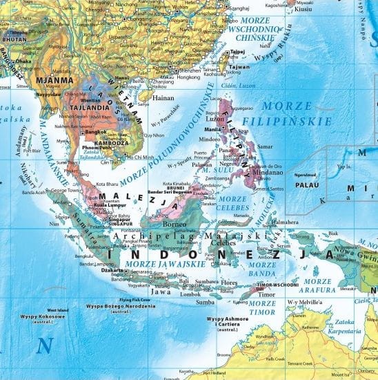 Świat 1:42 000 000. Mapa polityczna wydawnictwa ArtGlob - fragment Indonezja