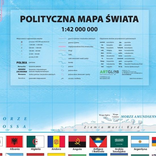 Świat 1:42 000 000. Mapa polityczna wydawnictwa ArtGlob - legenda