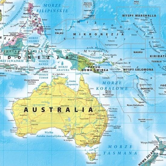 Świat 1:42 000 000. Mapa polityczna wydawnictwa ArtGlob - fragment Australia