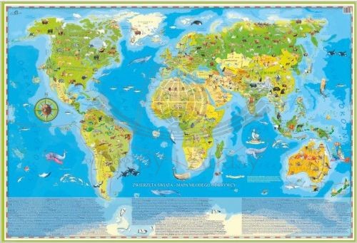 Zwierzęta Świata Młodego Odkrywcy. Mapa dla dzieci. Wersja magnetyczna