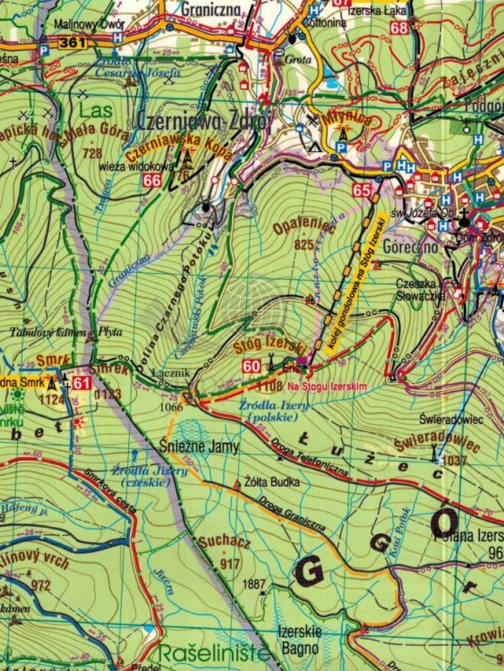 Karkonosze i Góry Izerskie 1:50 000. Laminowana mapa turystyczna wydawnictwa Galileos. Fragment 2