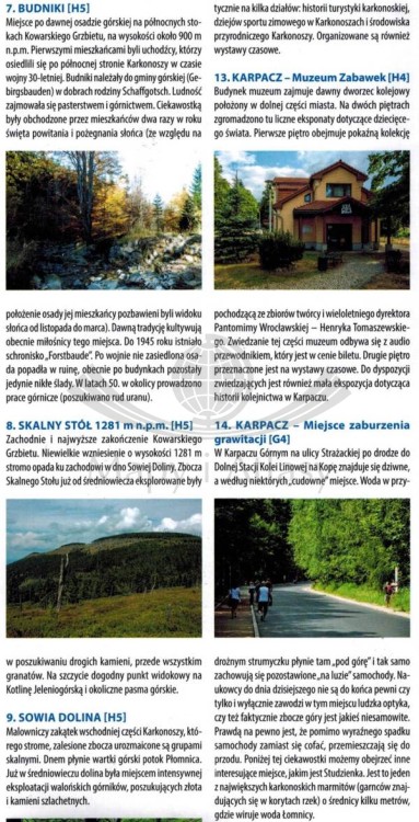 Karkonosze i Góry Izerskie 1:50 000. Laminowana mapa turystyczna wydawnictwa Galileos. Informator - fragment