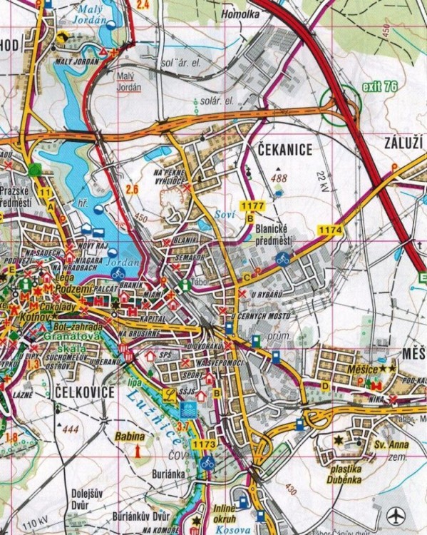 Tabor, Dolne Łużyce / Taborsko, Dolni Luznice. Mapa turystyczna 438 wydawnictwa Shocart. Fragment 1
