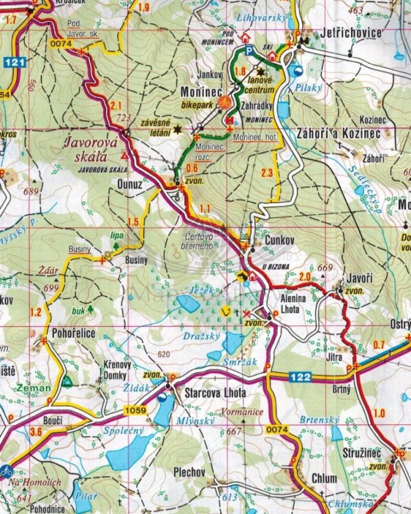 Tabor, Dolne Łużyce / Taborsko, Dolni Luznice. Mapa turystyczna 438 wydawnictwa Shocart. Fragment 2