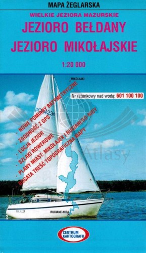 Jezioro Bełdany, Mikołajskie. Laminowana mapa żeglarska. Okładka