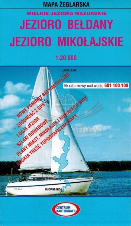 Jezioro Bełdany, Mikołajskie. Laminowana mapa żeglarska. Okładka
