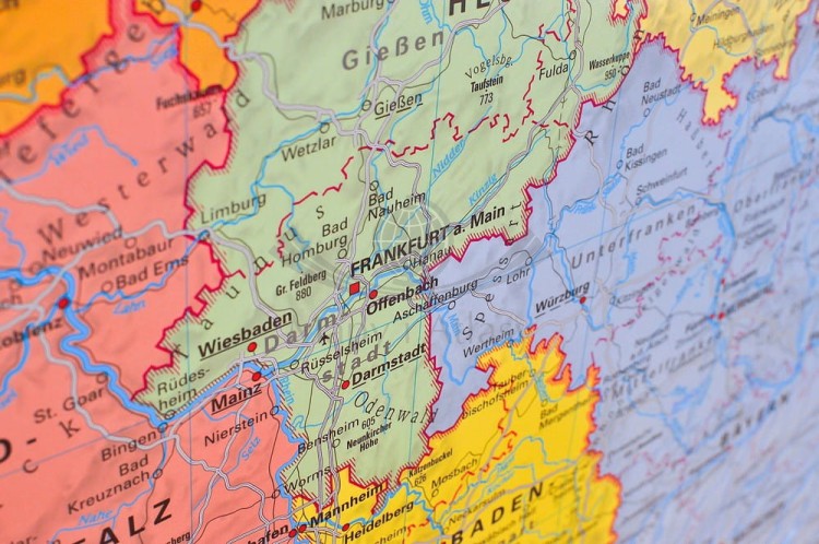 Niemcy 1:1 000 000. Mapa ścienna administracyjna. Fragment 5