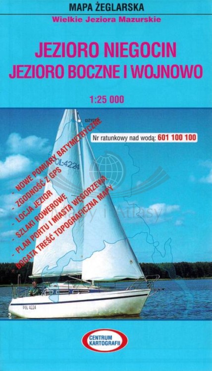 Jezioro Niegocin, Boczne, Wojnowo. Laminowana mapa żeglarska. Okładka