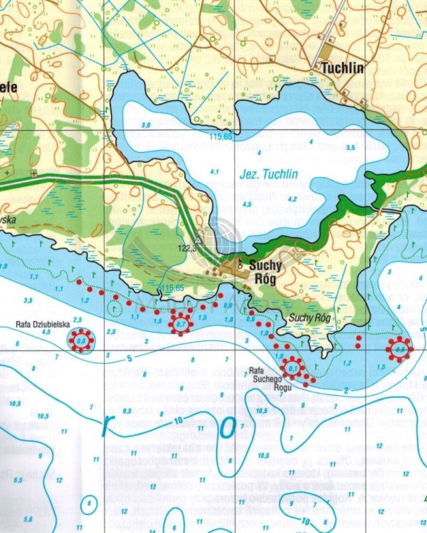 Wielkie Jeziora Mazurskie. Zestaw ośmiu laminowanych map żeglarskich. Przykładowy fragment 2