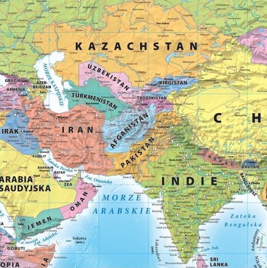 Świat 1:21 200 000. Mapa ścienna polityczna - fragment Azja