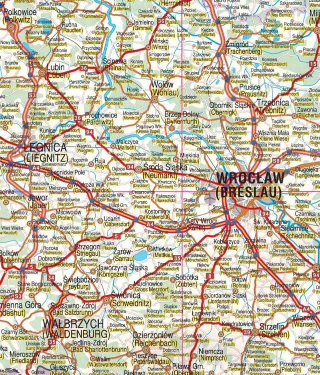 Polen / Polska 1:650 000. Mapa samochodowa wydawnictwa Galileos. Fragment 1
