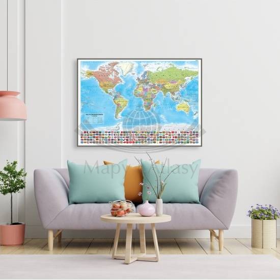 Świat 1:42 000 000. Mapa polityczna w wersji do wpinania. Przykład aranżacji 2