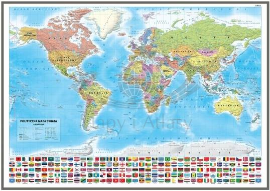 Świat 1:42 000 000. Mapa polityczna w wersji magnetycznej