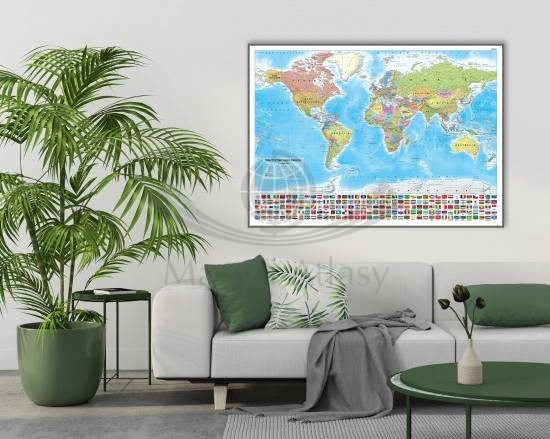 Świat 1:30 000 000. Mapa polityczna w wersji magnetycznej. Przykład aranżacji