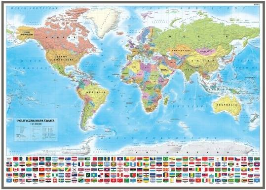Świat 1:21 200 000. Mapa polityczna w wersji do wpinania