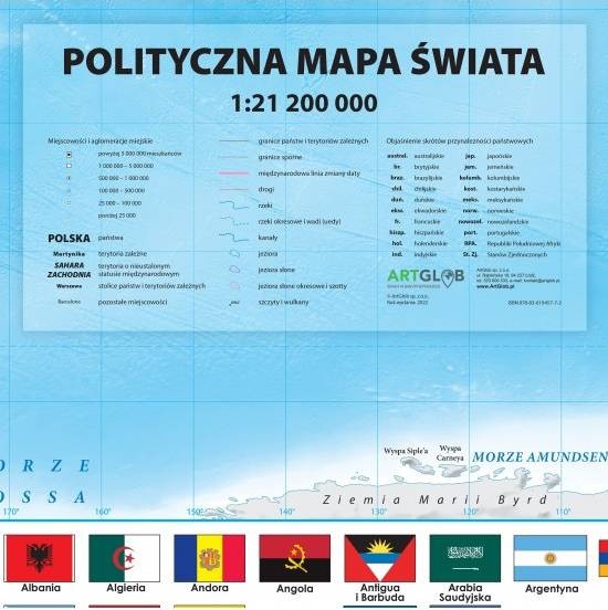 Świat 1:21 200 000. Mapa polityczna w wersji do wpinania. Legenda
