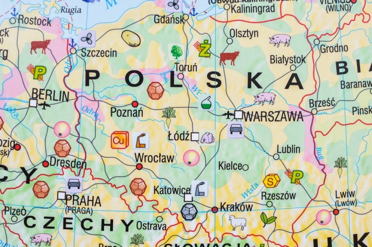 Europa gospodarcza 1:4 500 000. Mapa ścienna wydawnictwa Meridian. Fragment 1