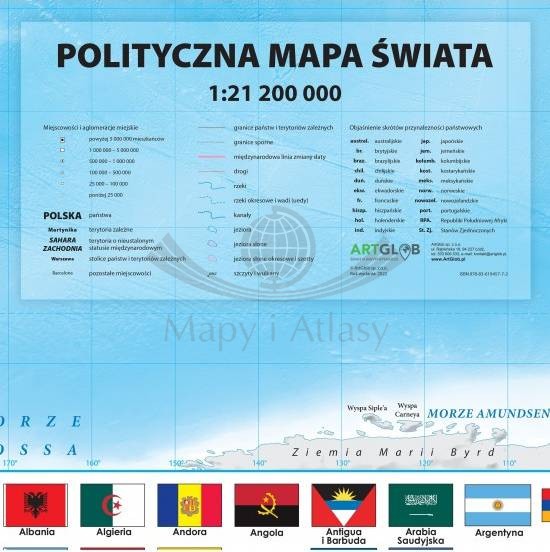 Świat 1:21 200 000. Mapa polityczna w wersji magnetycznej. Legenda