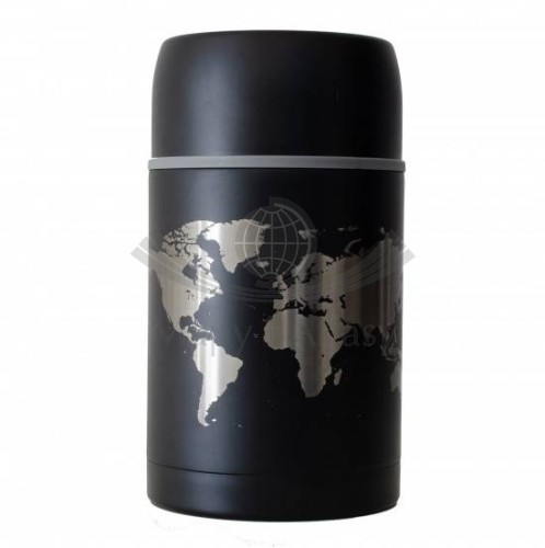 Termos na lunch World - czarny. Mapa świata. 800 ml