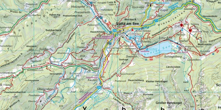 Otscherland, Mariazell, Erlauftal, Lunzer See, Scheibbs, Melker Alpenvorland. Mapa turystyczna WK 031 wydawnictwa Freytag & Berndt. Fragment 3