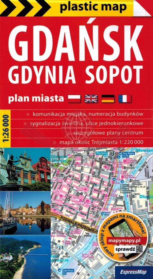Trójmiasto. Gdańsk, Gdynia, Sopot 1:26 000. Foliowana mapa / Plan miasta. Wyd. 2025. ExpressMap
